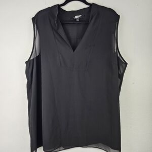 Fair Child Black Sheer Chiffon Sleeveles Blouse Sz 1X Dark Romantic Whimsigoth